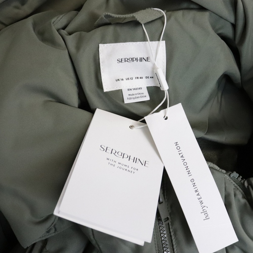 NWT Seraphine Green 3-In-1 Long Chevron Puffer Maternity Coat 12 Babywearing - Picture 12 of 16